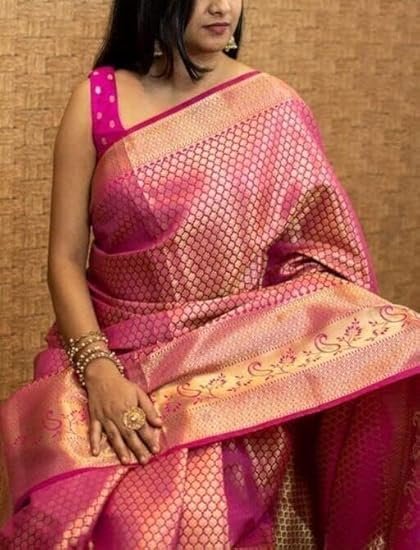 SGF11 Women's Kanjivaram Soft Silk Saree With Blouse Piece