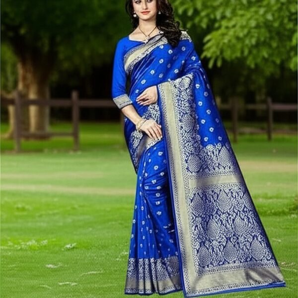 C J Enterprise Women's Kanjivaram Silk Sari Pure Banarasi Soft Silk Sarees With Blouse Piece For Wedding (Pari100-51)